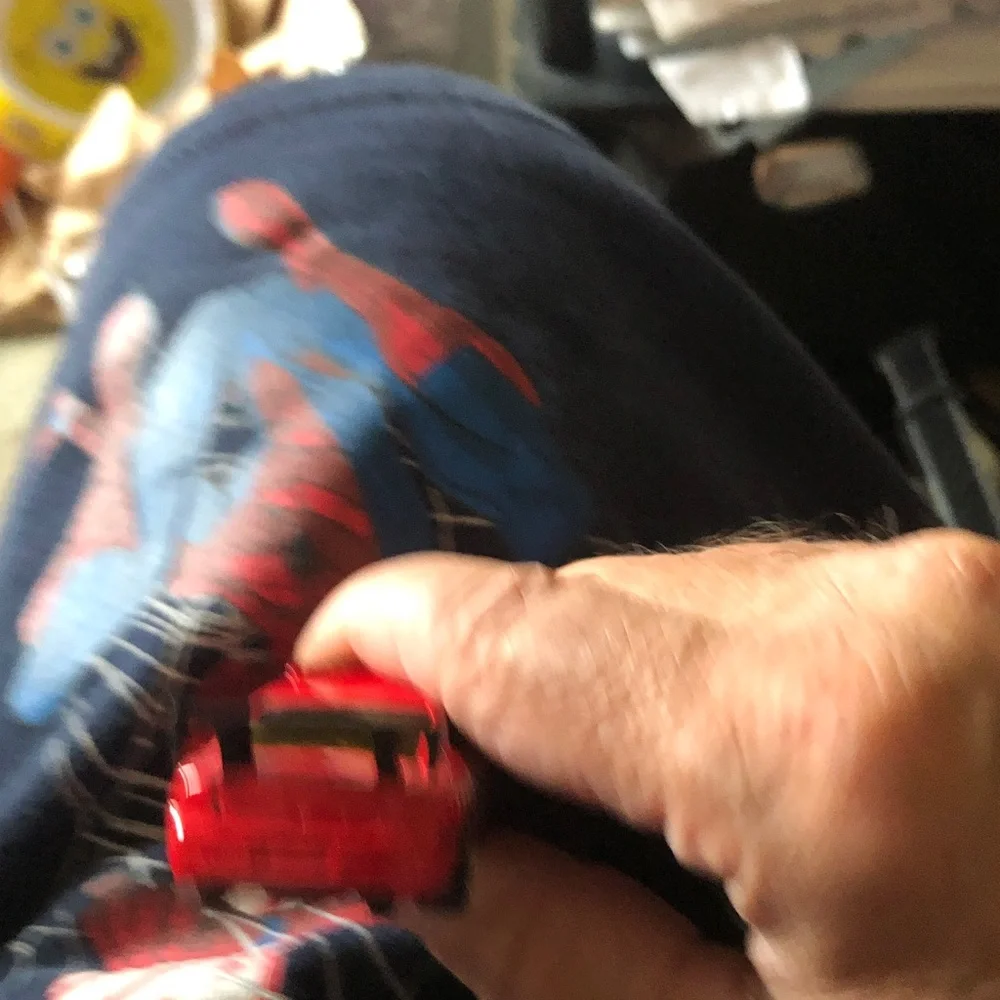 Red Toy Race Car with White Racing Stripes